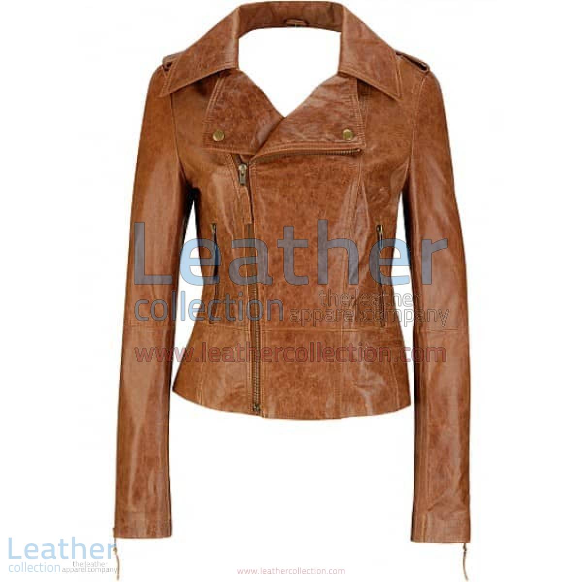 Short Body Distressed Leather Jacket