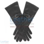 Silk Lined Leather Gloves with Decorative Buckle | leather gloves