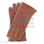 Sueded Lamb Shearling Beige Fashion Gloves | shearling gloves