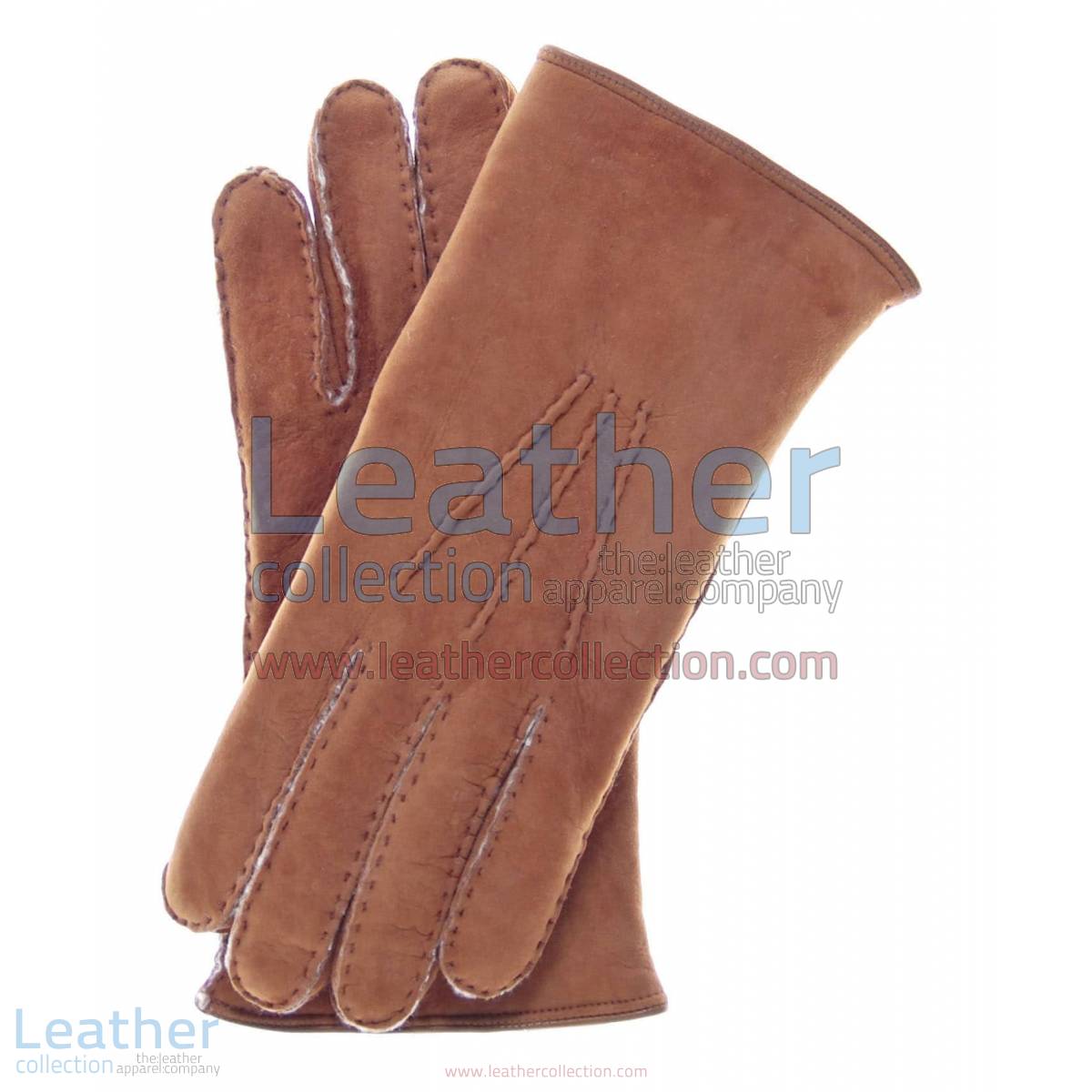 Sueded Lamb Shearling Beige Fashion Gloves