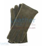 Sueded Lamb Shearling Olive Fashion Gloves | olive gloves