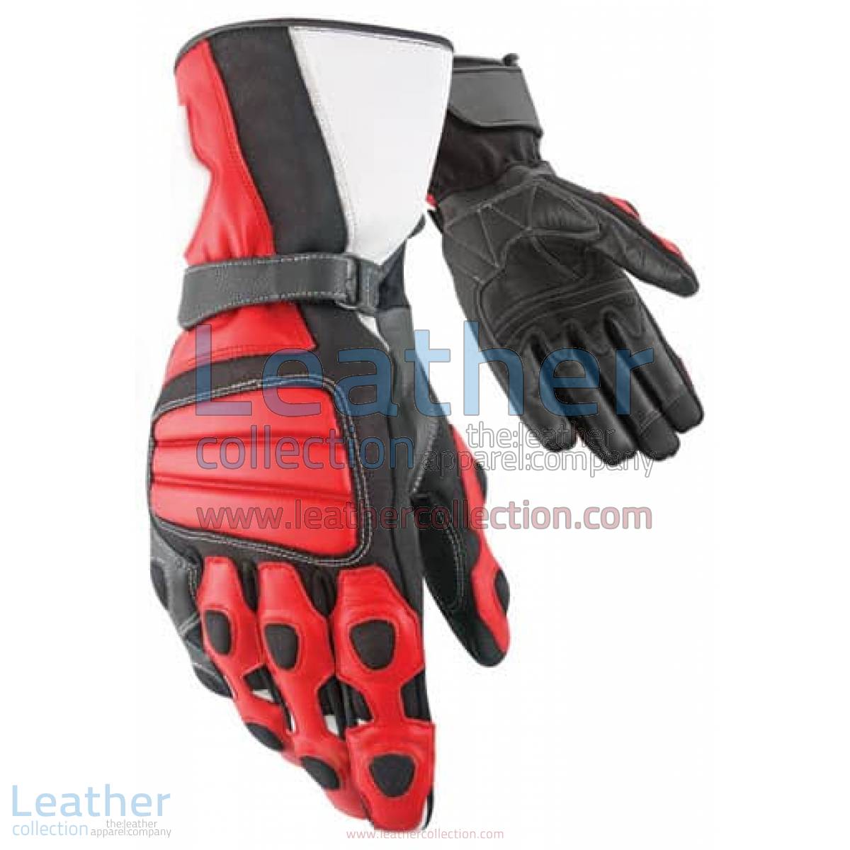 Tourist Red Leather Moto Gloves