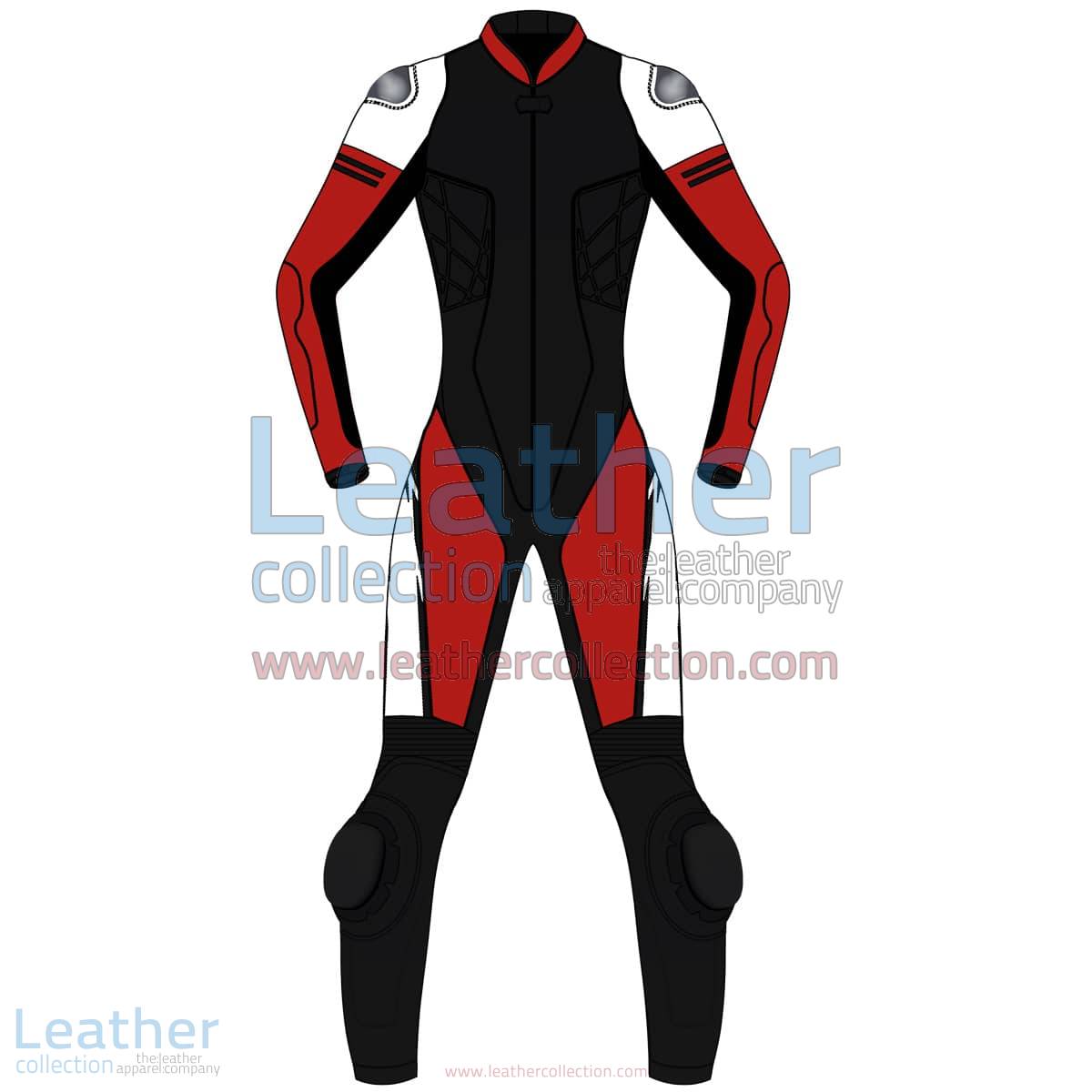 Tri Color One-Piece Motorbike Leather Suit For Women