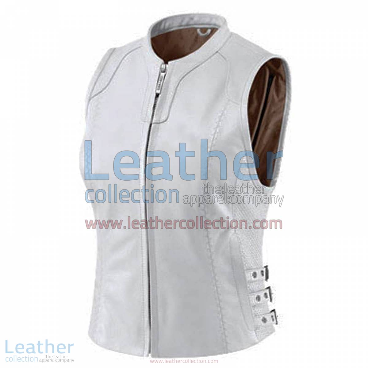 Womens White Classic Leather Vest