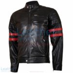 X-Men Wolverine Black with Red Strips Biker Leather Jacket | x-men jacket