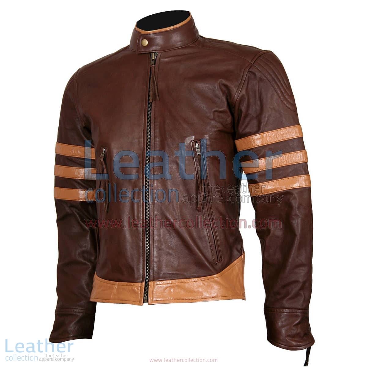 X-MEN Wolverine Origins Brown Biker Leather Jacket