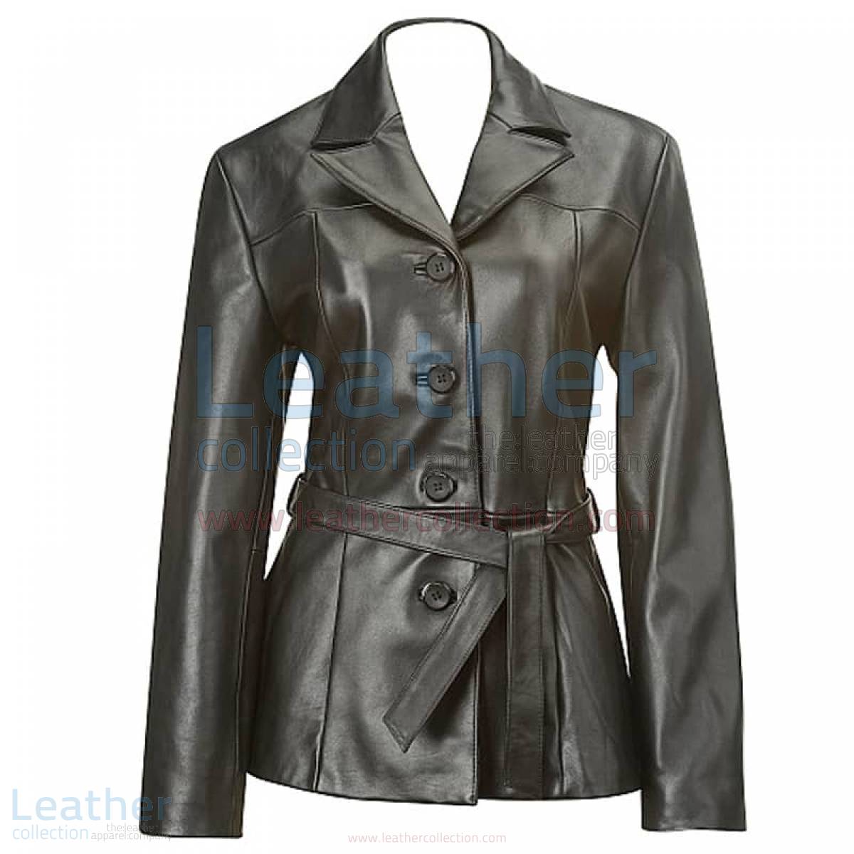 Belted Baby Doll Leather Coat