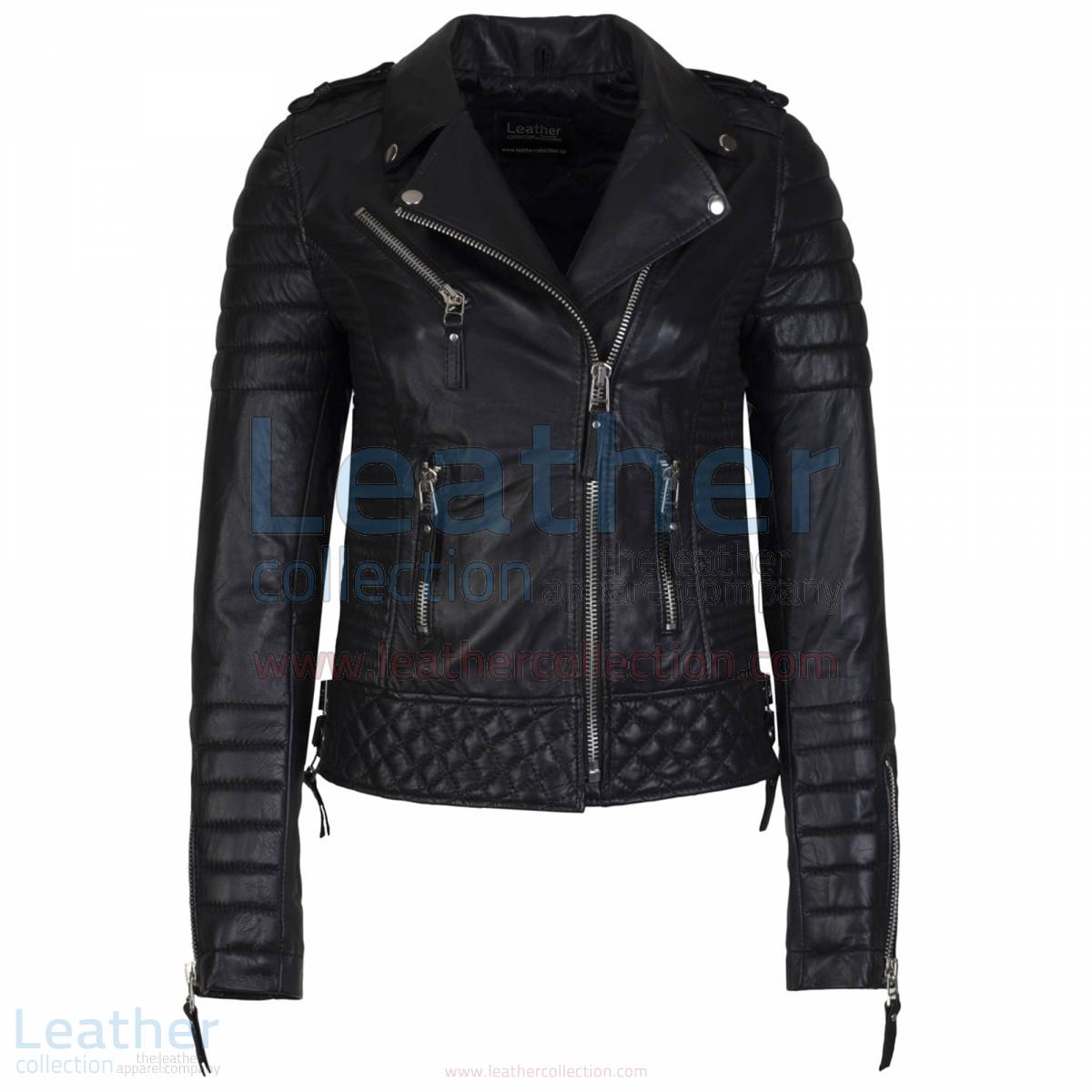 Biker Womens Quilted Leather Jacket