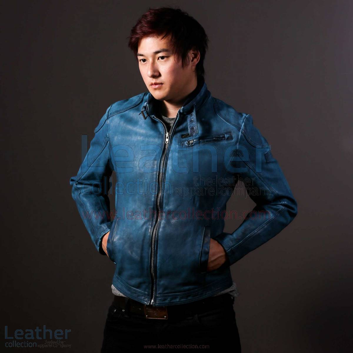 Blue Jazz Leather Jacket For Mens