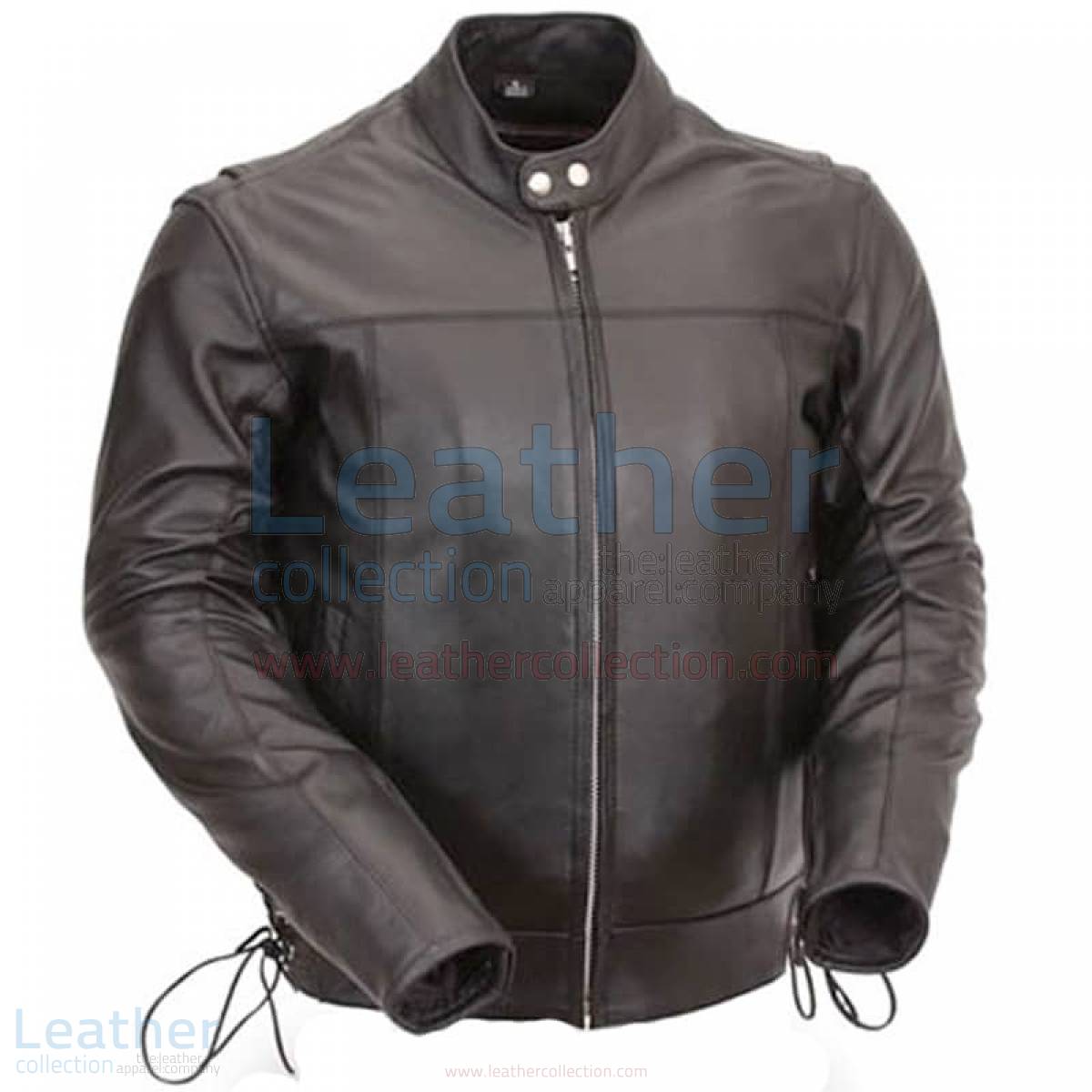 Classic Leather Scooter Jacket with Side Laces