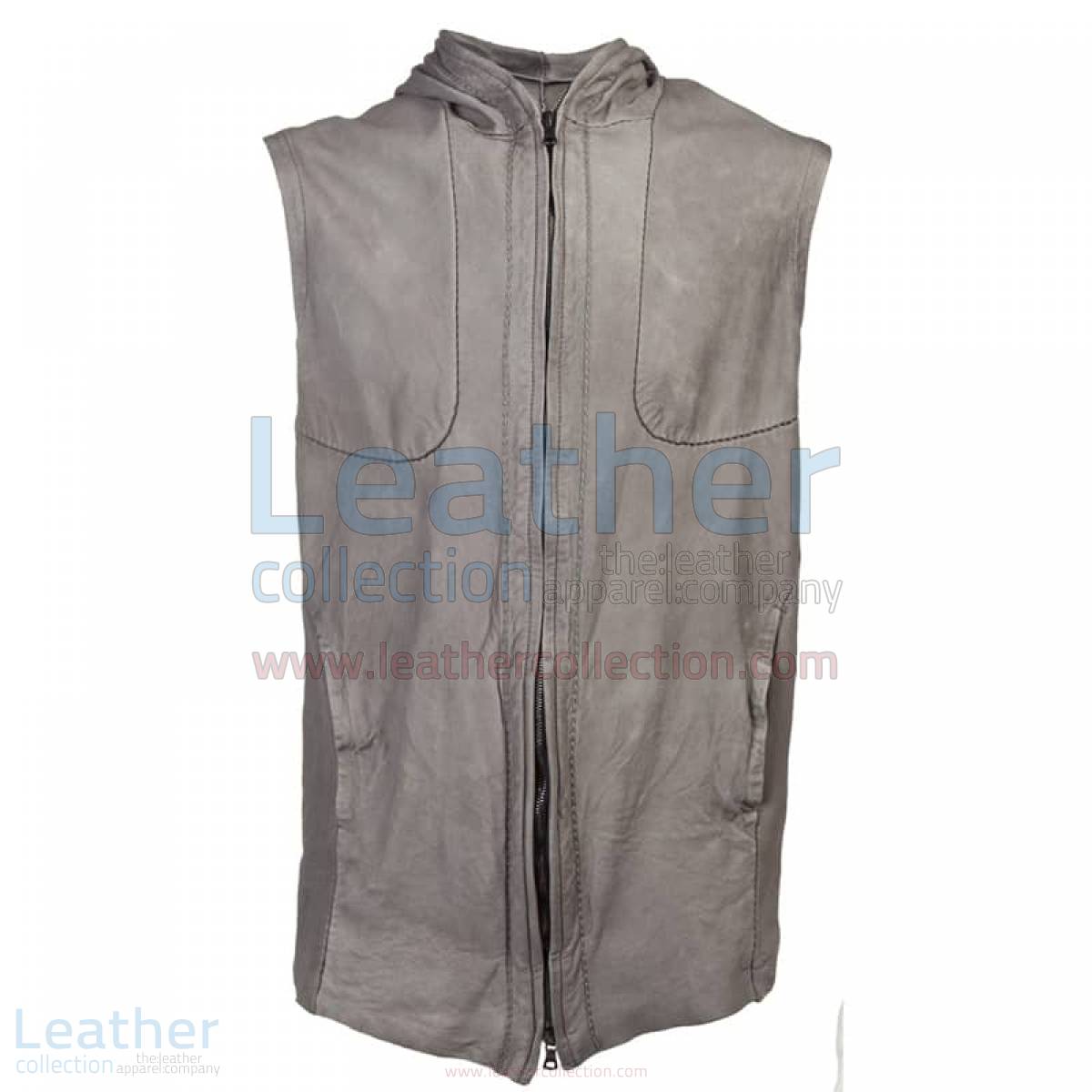 Fashion Hooded Leather Vest