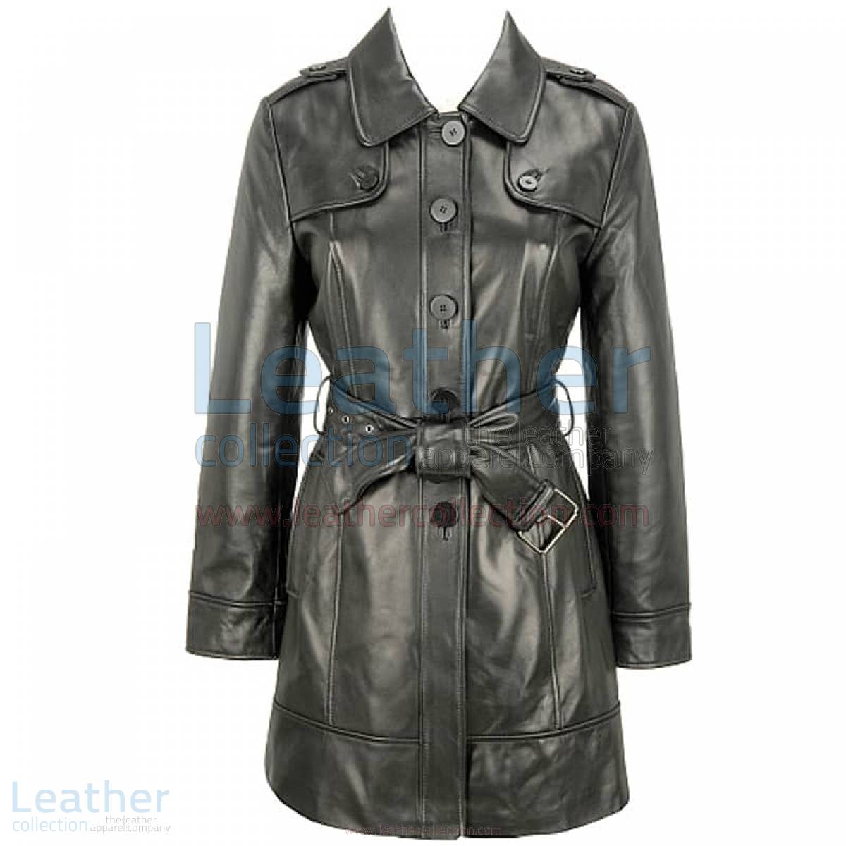 Leather 3/4 Length Asymmetrical Coat