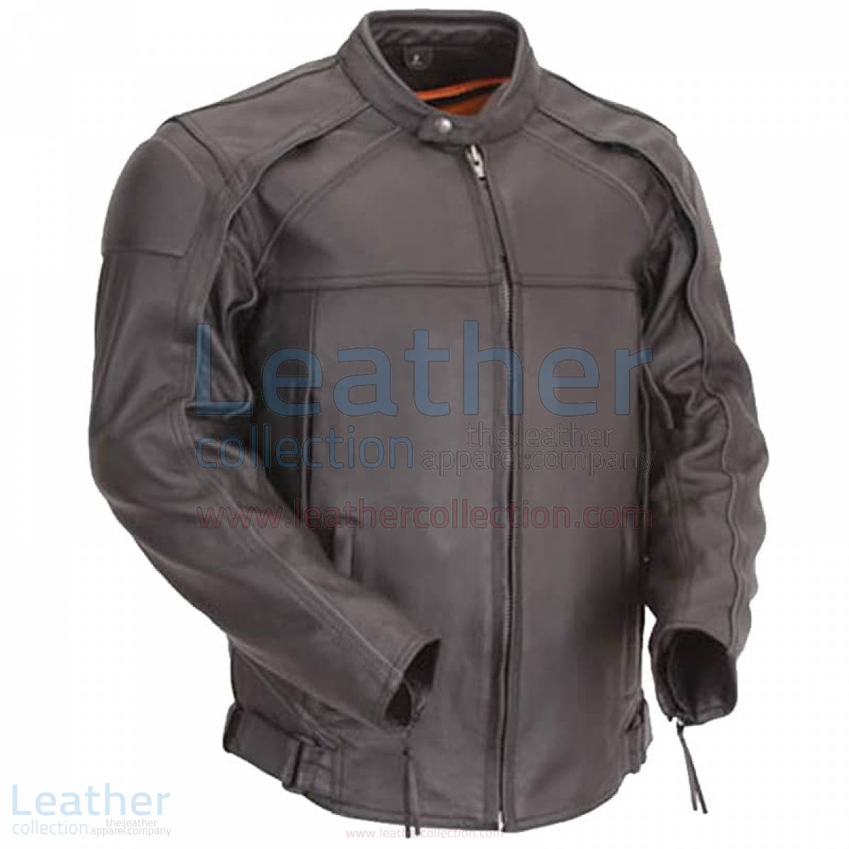 Leather Motorcycle Jacket with Reflective Piping