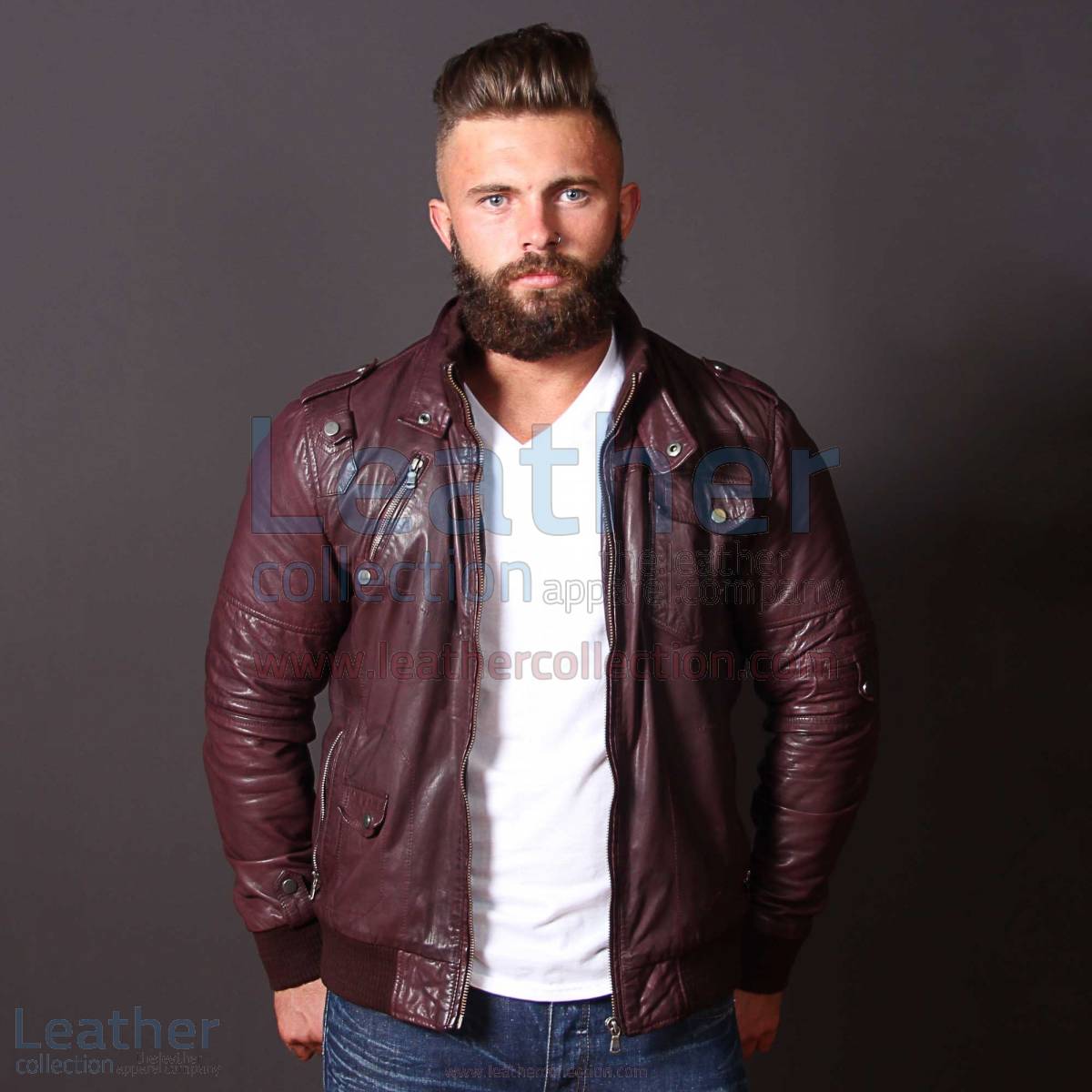mens leather bomber jacket