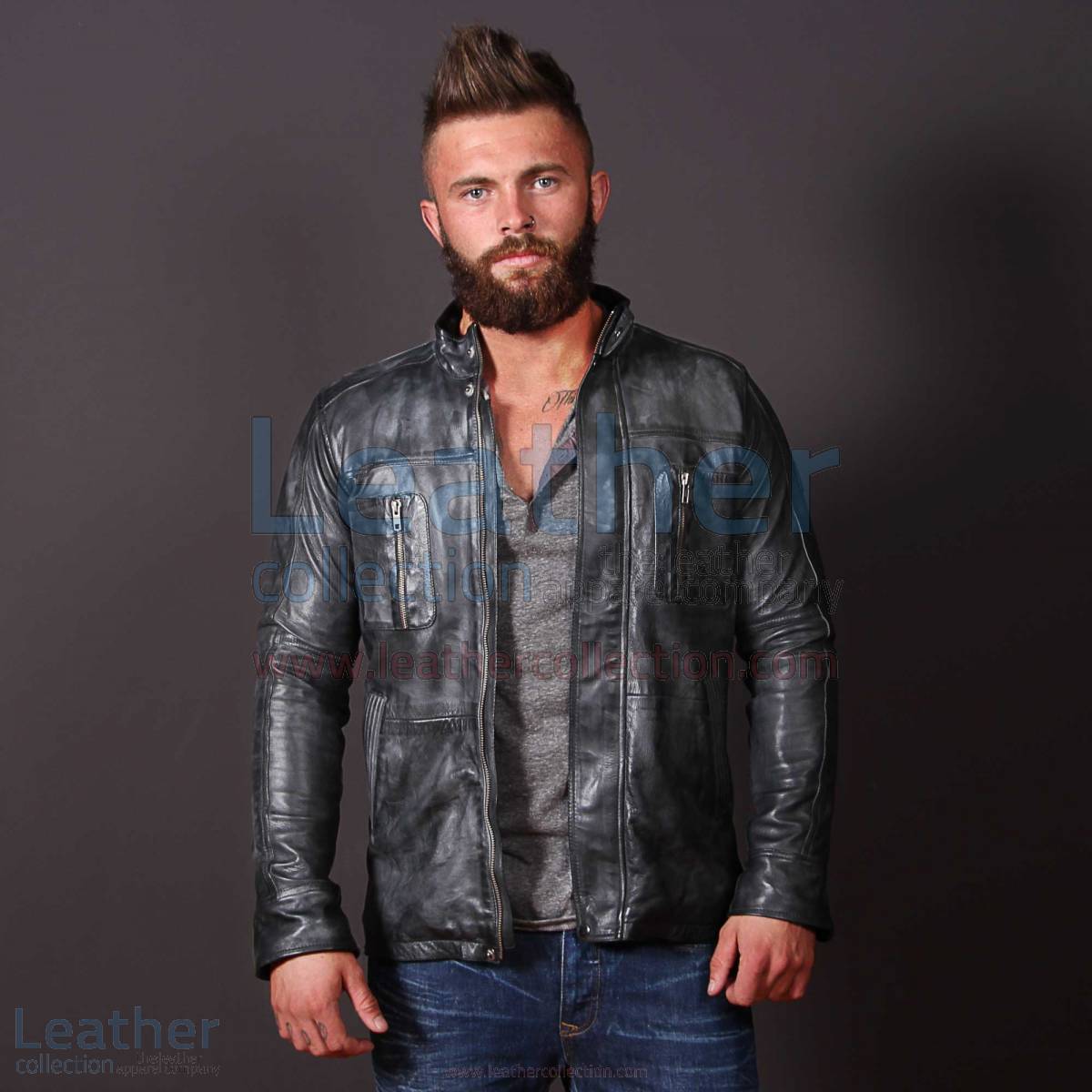 Men Casual Fashion Leather Frost Jacket