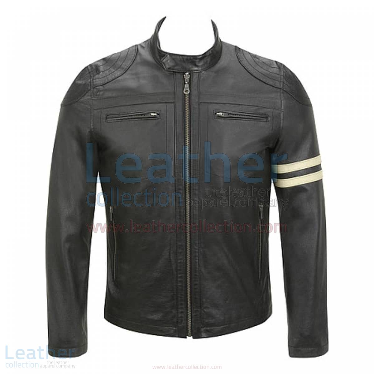 Semi Moto Stripes Leather Jacket