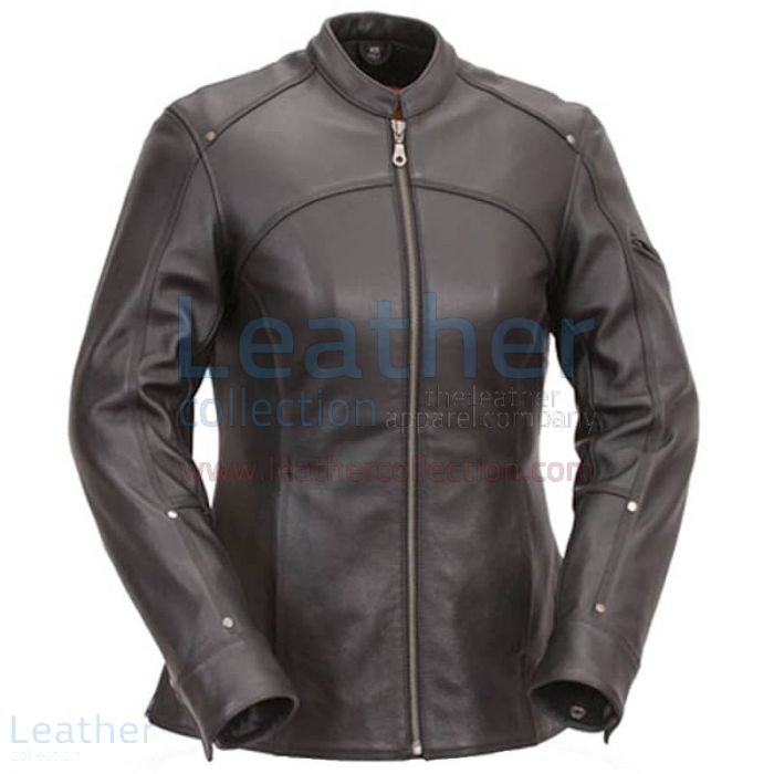 3/4 Length Touring Motorcycle Leather Jacket front view