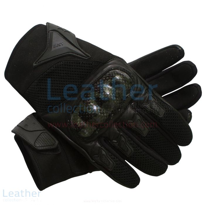 Black Short Motorcycle Gloves USA Style Upper and Lower View