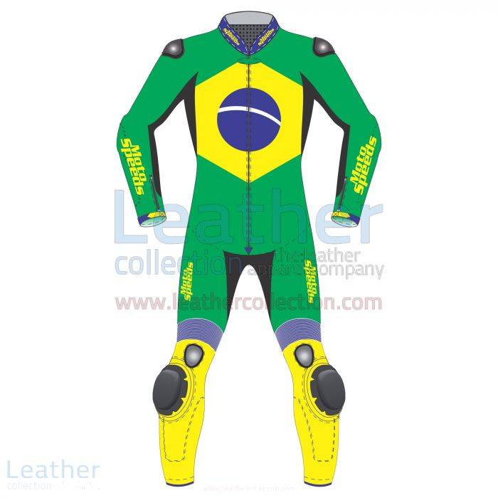 Brazil Flag Moto Race Suit front view