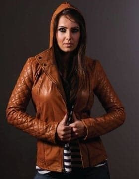 Leather Jacket Hoodie Womens - Womens Hooded Jacket - Leather Collection