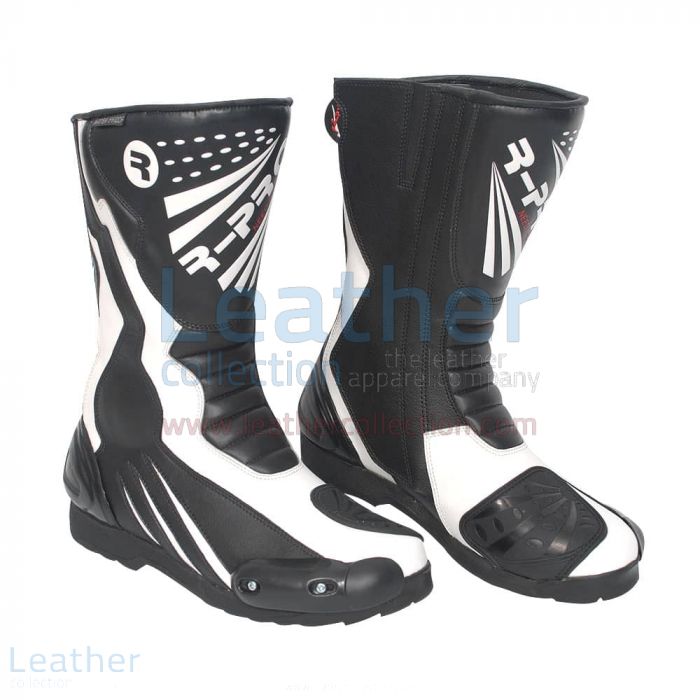 Legend Leather Moto Boots Black & White