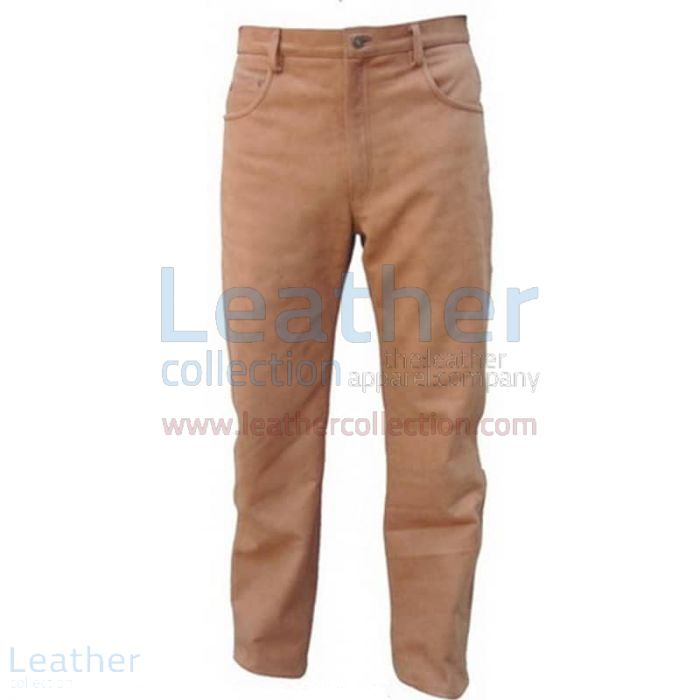 Men Leather Five Pocket Pant front