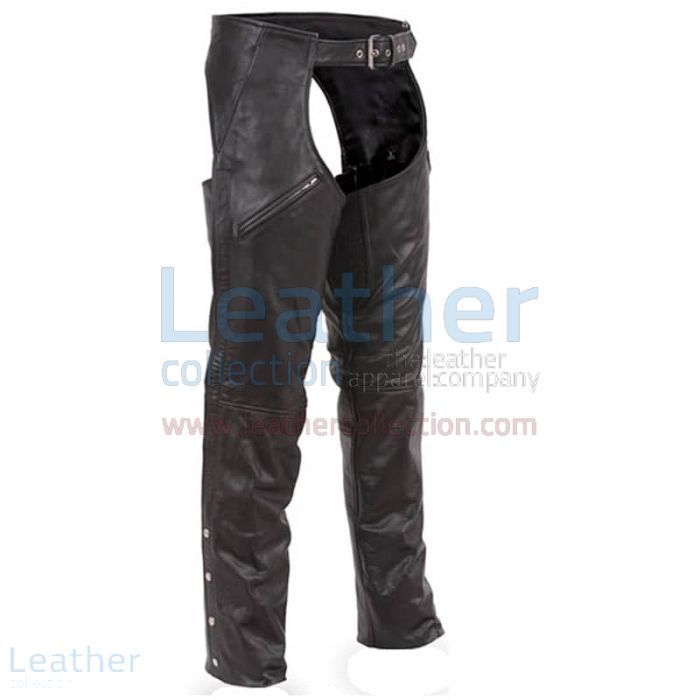 Premium Leather Biker Chaps front view