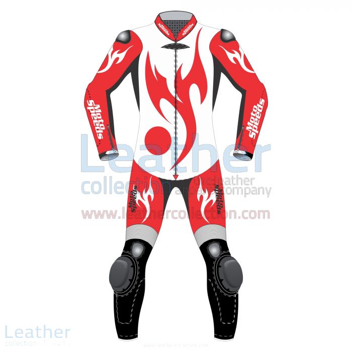 Red Eagle Motorcycle Racing Leathers front view