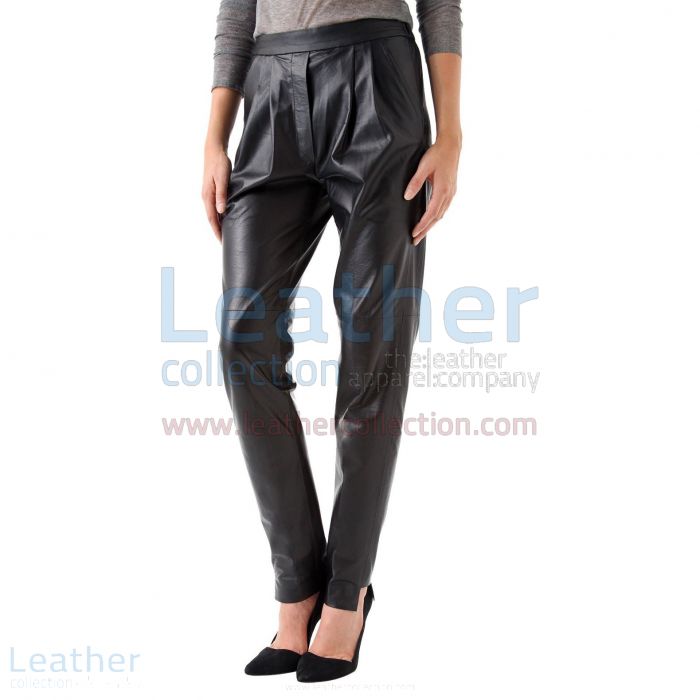 Ladies Leather Relaxed Pants Front View